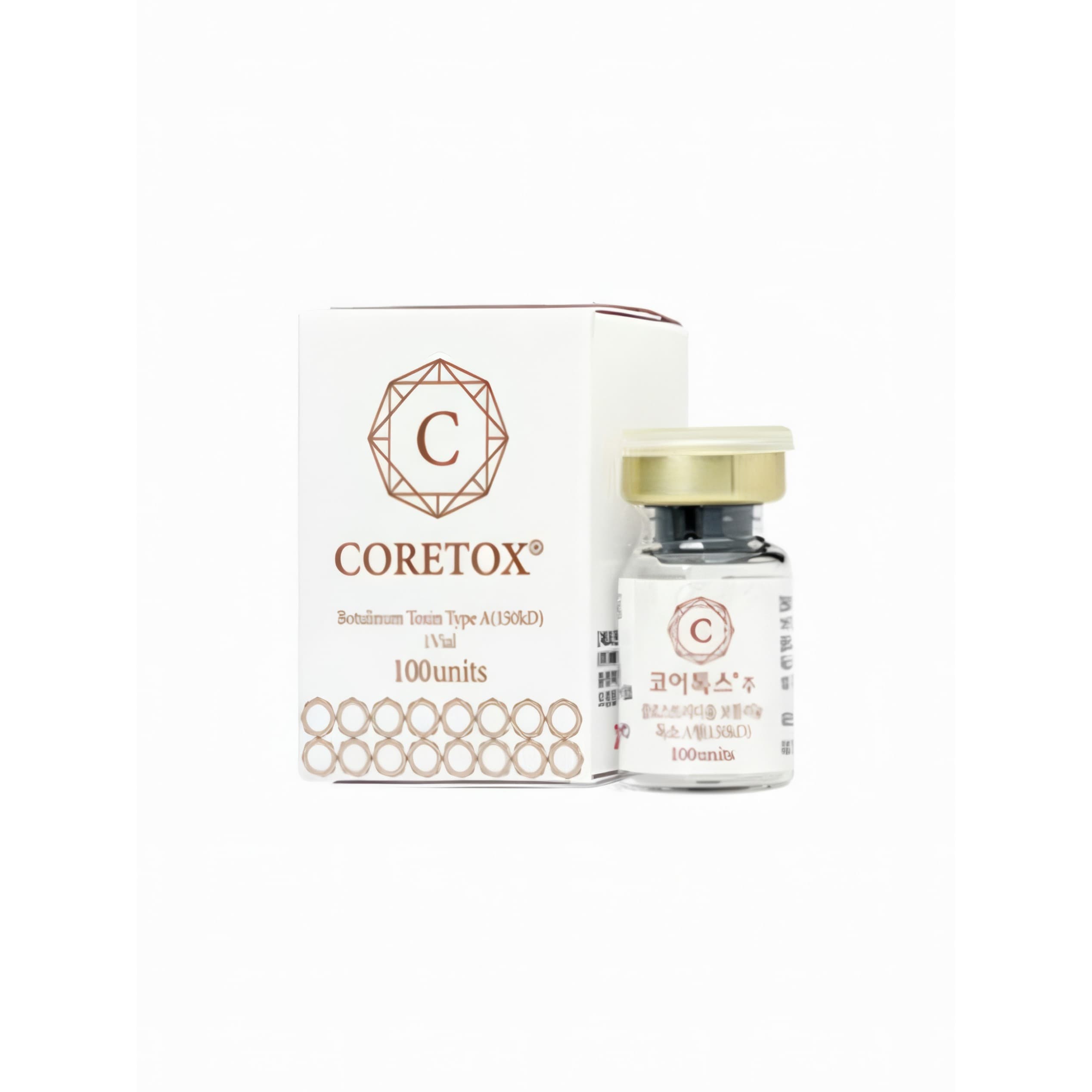 กล่องและขวดเวชภัณฑ์โบทูลินุมท็อกซิน Coretox