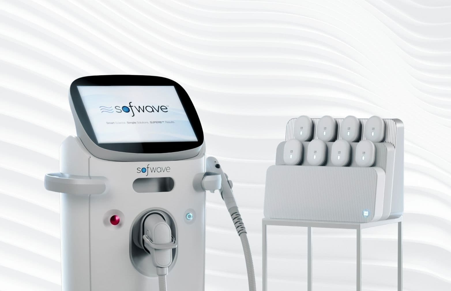 ตัวเครื่อง Sofwave พร้อมแท่นวางหัวแอปพลิเคเตอร์